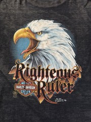 Vintage Harley Davidson 3D Emblem Shirt Large Righteous Ruler 1987 USA 50/50