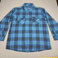Dixxon Big Sur Flannel Shirt Mens 3XL Blue Plaid Pearl Snap Biker Western Casual