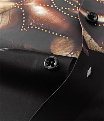 New Luxury Men Diamond Flower Butterfly Rhinestones Shirt High Quality