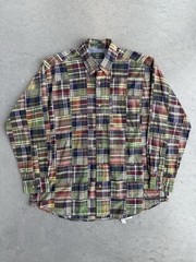 Vintage Orvis Patchwork Madras Long Sleeve Button Up Shirt Mens Large
