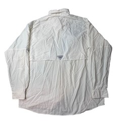 Columbia Fishing Shirt Mens L White PFG Bahama II Omni-Shade Long Sleeve Nylon