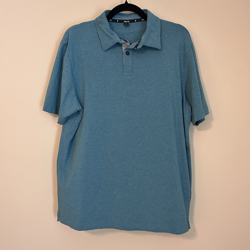 Public Rec Go To Polo Shirt Mens Large Blue Teal Performance Rugby Casual