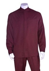 Men’s Luxurious Mandarin Collar (banded collar) Walking Suit 2-Piece Set #28266