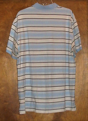 Izod Men’s Short Sleeve Polo, Sz XXL,100% cotton, Blue&White Stripes, White Logo