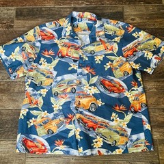 Men’s RJC Hawaiian Shirt Hot Rod Cars Aloha Floral Short Sleeve XL Extra Large
