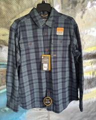 Ariat Rebar Men’s M Blue Plaid Flannel Long Sleeve Button-Up Shirt Pockets