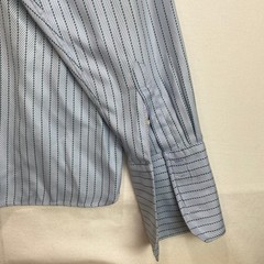 Thomas Pink Prestige Mens Dress Shirt 17.5 37 Blue Green Striped French Cuff
