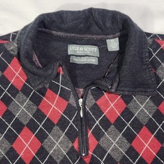 Lyle & Scott Scotland Combed Cotton Red Black Argyle XL Short Sleeve Golf Polo