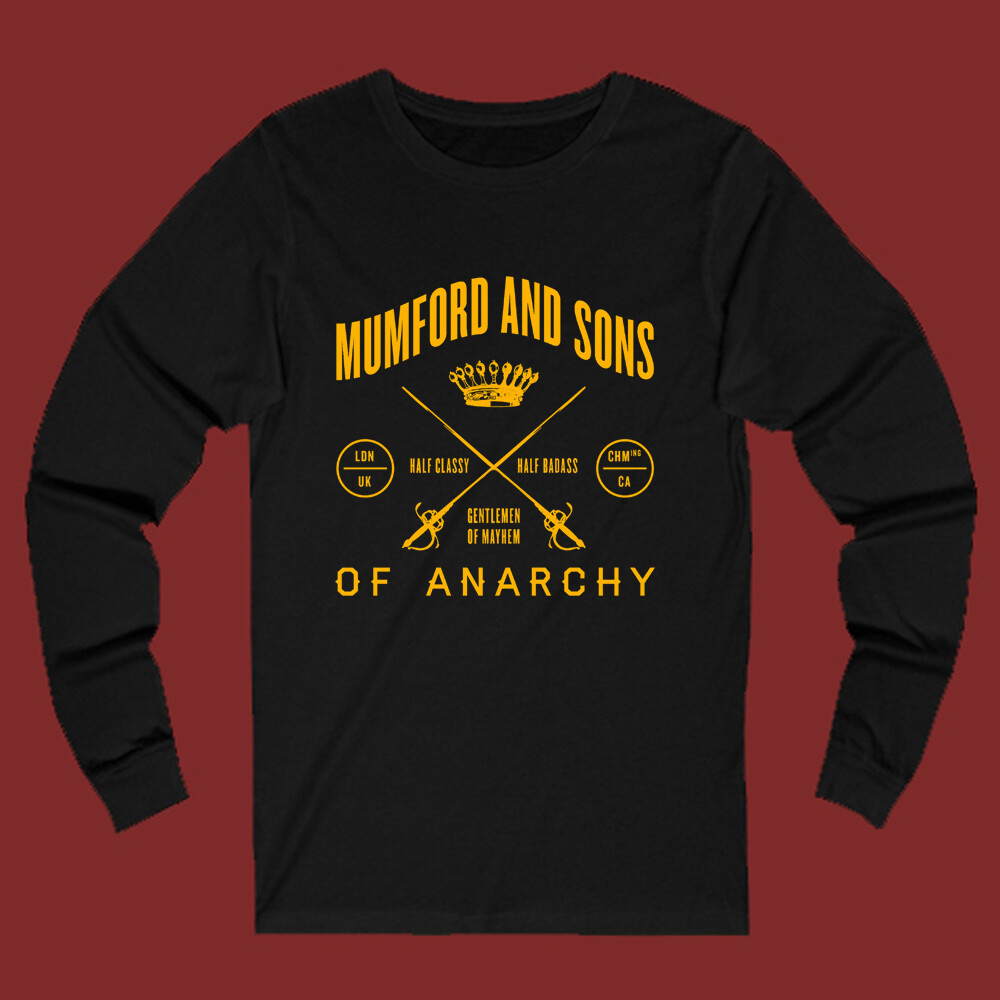 Mumford And Sons Gentlemen Of Mayhem Long Sleeve Black T-shirt Size S-2XL