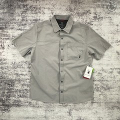 NWT Spyder Short Sleeve Ripstop Button Shirt Pewter Men’s Small SMS019 MSRP $69
