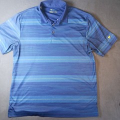 Jack Nicklaus Men’s Blue Striped Short Sleeve Collared Polo Shirt XL Tag Faded