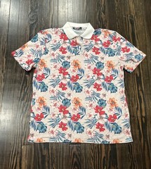 Paul Jones Floral Print Polo Shirt Men’s Large Polyester Spandex