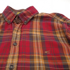 Camel Active Mens Plaid Cotton Button-Down Shirt Regular Fit Long Sleeve Size M