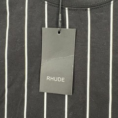 Rhude Shirt Mens 4XL Black White Pinstripe Crest Logo Cotton Tee Streetwear NWT