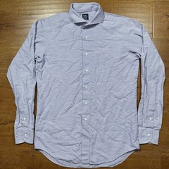 Makers Shirt Kamakura Button Up Shirt Men L Purple Check Linen Cotton Japan Made