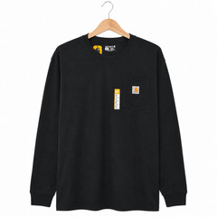 Carhartt Tee Mens XL Tall Black Loose Fit Heavyweight Long Sleeve Pocket NWT