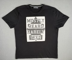 Mostly Heard Rarely Seen Quilted Patch Typography T Shirt Black Size Large #0026