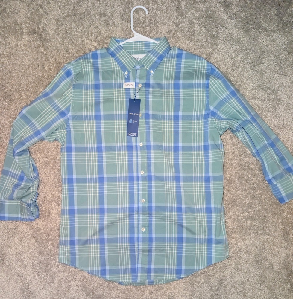 Saddlebred Men’s Medium M Plaid Button Down Shirt Classic Fit Comfort Flex NWT