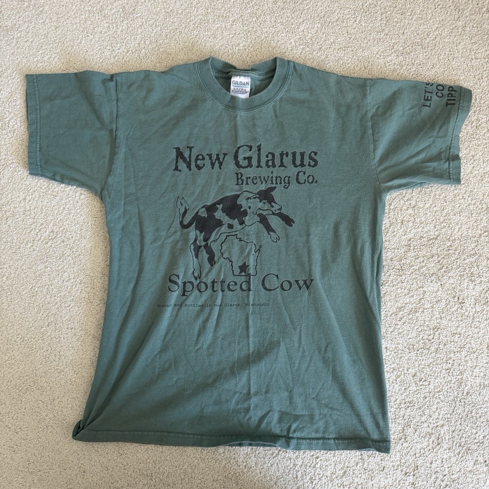 New Glarus Brewing Spotted Cow T-Shirt Men’s Medium Green Craft Beer