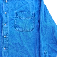 Vintage Coliseum Denim Band Collar Shirt Mens XL Blue 90s Collarless Button