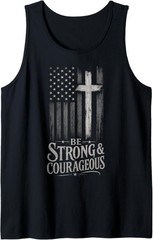 Be Strong and Courageous Christian American Flag Tank Top
