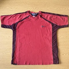 Tommy Jeans Medium Shirt Red Mesh Knit V Neck Top VTG Y2K 90s Hilfiger
