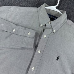 Ralph Lauren Button Down Shirt Mens 15.5 33 Grey Yarmouth Micro Houndstooth Pony