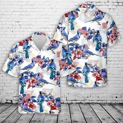 Blue Jay Bird 4th Of July Hawaiian Shirt Patriotic USA Flag Aloha Shirt