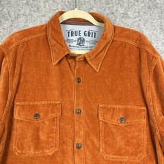 True Grit Corduroy Shirt Jacket Jacket Mens XL Orange Preppy Western Work NEW