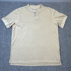 Eddie Bauer Henley T Shirt Mens L Tan Garment Dyed Short Sleeve Classic Sunwash