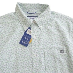 Huk Mens Kona Printed Short Sleeve Button Up Shirt UPF 30+ Sun Protection Small