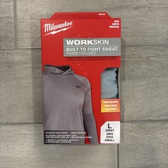 Milwaukee M550G-L WORKSKIN Hooded Sun Shirt-Long Sleeve Gray LARGE