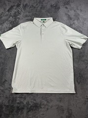 Straight Down Polo Shirt Mens Large White Geometric Golf Performance Stretch
