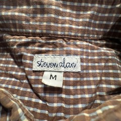 Steven Alan Shirt Men M Brown Cotton Check Long Sleeve Preppy Casual Made in USA