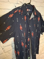 Chaps Ralph Lauren Lobster Print Shirt Men’s Large Navy Cotton Camp Hawaiian