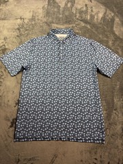 Straight Down Polo Shirt Mens Large Blue Whiskey Print Golf Stretch Performance
