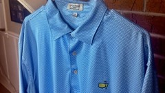 Peter Millar Augusta National Masters Geometric print Polo Poly/Spandex Blue XL