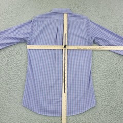 Roundtree & Yorke Gold Label Dress Shirt Mens 14.5 Blue Check Slim Non Iron