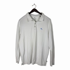 Tommy Bahama Supima Cotton Polo Shirt Men’s XL White Long Sleeve Marlin Logo