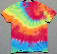 Handmade Tie Dye Rainbow Spiral Large Tee Shirt 20.5″ W X 27.5″ L Gildan Cotton