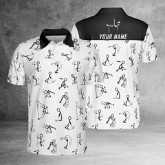 Customize Name Funny Golf Stick Icon, Gifts For Golfers 3D Polo Shirt Size S-5XL