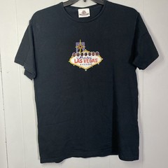 Las Vegas T Shirt Excalibur Originals Beaded Rhinestone Gambling Poker Slots L