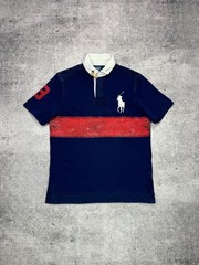 Polo Ralph Lauren Big 3 Horse Logo Polo Hawaiian T-Shirt Tee Shirt Men M Vintage