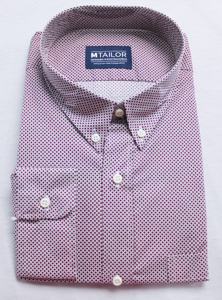 MTailor Men’s Printed Custom Fit L/S Button Up Shirt EJ3 Red See Description NWT