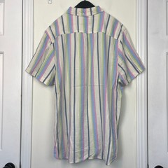NEW Chubbies The Soft Serve Resort Weave Friday Shirt Mens L Khaki Pastel Stripe