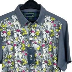 NEW William Murray Golf Polo Mens M Quick Dry Stretch All Over Animal Print