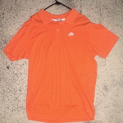 Vintage Y2K Nike Men’s XL Polo Shirt Short Sleeve Collared Button Solid Orange
