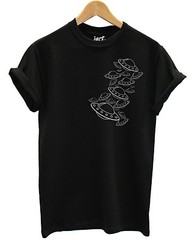 UFO Side T Shirt Fashion Alien Logo Chest Printed Fashion Basic Tee Top