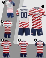 Custom USA Soccer Jersey Set Personalized Name Number America Football Kit M