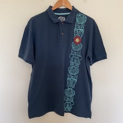 Disney Store Mens Polo Sz L Tiki Kingdom Hawaiian Totem Pole Luau Mickey Minnie